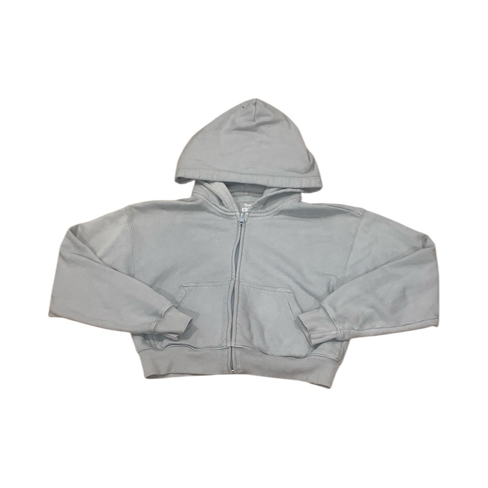 TNA cozy blue cropped zip up